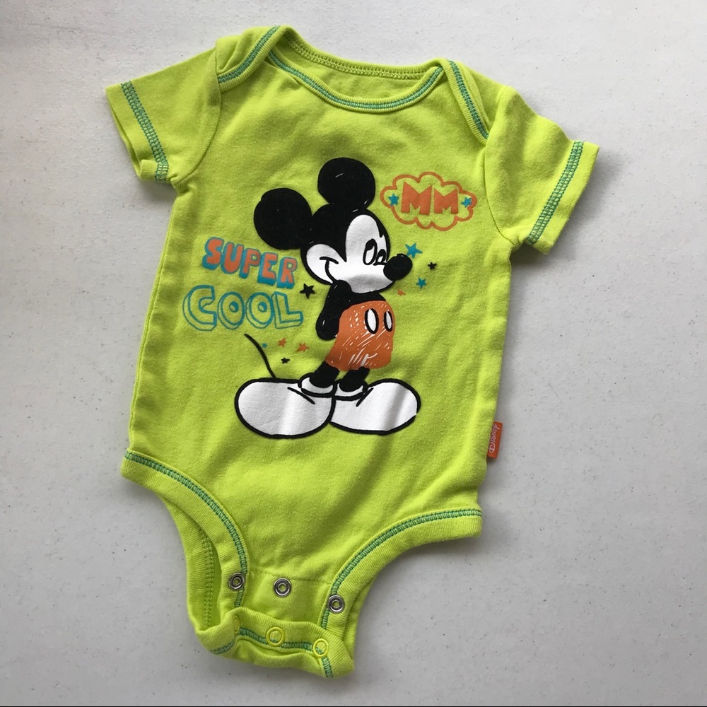 DISNEY BABY | Green Mickey Mouse Onesie 3 Months